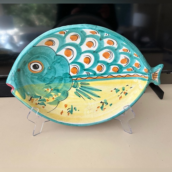 Vietri Italy Hand Painted Fish Platter Tray Plate or Wall Plaque Italian New HTF